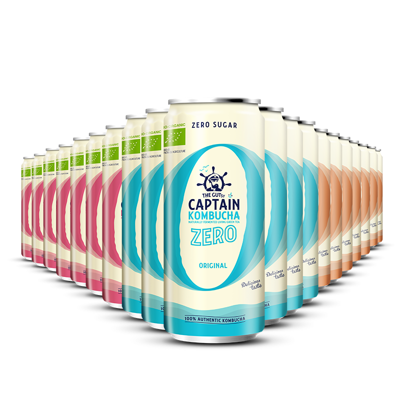 GUTsy Captain Kombucha Zero - zestaw wieloowocowych puszek 20 x 250ml